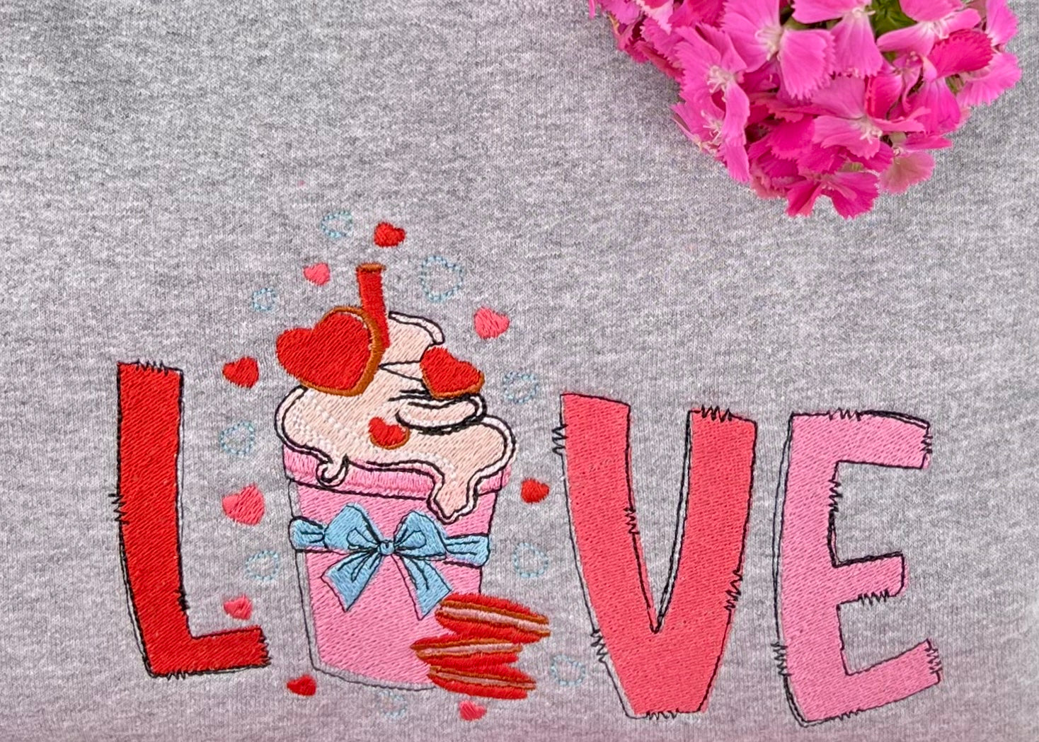 Love Decorative Valentine Embroidered Sweatshirt